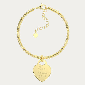 Lucy Heart Gold Actual Handwriting Bead Bracelet